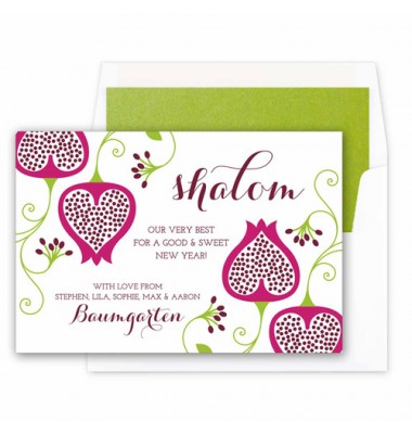 Jewish New Year Cards, Shalom Floral, Checkerboard